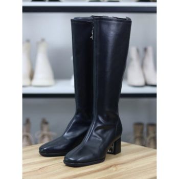 바이로쏘 세이브존06 소가죽 스퀘어 토 청키 미들힐 5.5cm 롱부츠 (BY)24F12271DB3 (27297976)