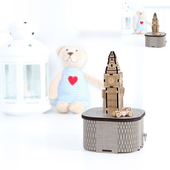 오르골만들기재료 오르골조립 오르골만들기 DIY 회전 우드 오르골 런던 빅 벤 회전오르골