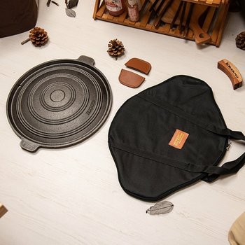 BUCK703 CN 무쇠 솥뚜껑 5.5T 캠핑고기불판 400mm+전용가방+가죽손잡이