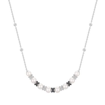 투톤 스파클 트위스트 쉘 진주 925 실버 목걸이 N069-06T