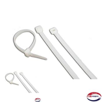 전선정리 399CKL62 타이 전선 선 정리 홀더 흰색 6x270mm 100개 케이블정리타이 사무실전선정리