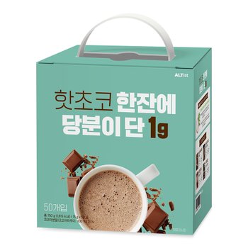 [무설탕] 한잔에 당분이 단 1g 저당 핫초코 대용량 15g, 50T [소비기한:2027년 01월 01일]