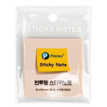 고품질 프린텍 반투명 스티키노트 CL5050P 연핑크 50매50x50 (WD7A2FE)