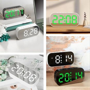 LED 디스플레이 미러 클락 탁상 시계 듀얼알람 무소음 온도 습도 거울 미러시계