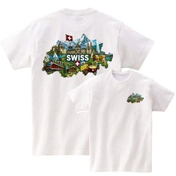 반팔티앞뒤 남녀공용 세계지도 Switzerland 리얼 아트 AI 이미지