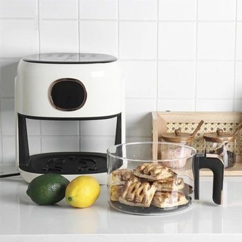 고품질 AT 대용량 글라스 에어프라이어 4L 투명 내열 유리 바스켓 (WFKNMJX)