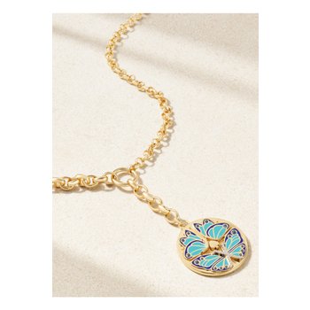 [해외] 파운드레 레버리 믹스 벨처 체인 18K 골드 에나멜 다이아몬드 목걸이 1647597345505090