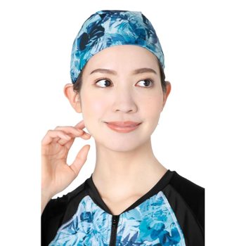 아라폴라카 수영 모자 성인 총무늬 인쇄 세련된 블루