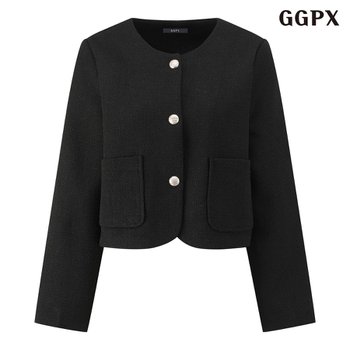 라운드넥 골드버튼 트위드 자켓 (GQAJK005D)