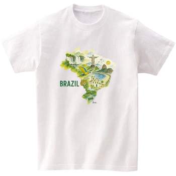 길단 반팔티 아시아핏 USA핏 세계지도 Brazil 수채화 AI 이미지