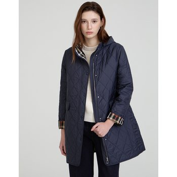 [25SS] 네이비 드로스트링 퀼팅 탈착 후드 하프 점퍼 DLJU5AE11N3