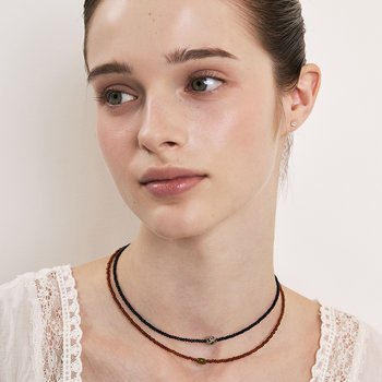 [예원, 장신영, 엑스디너리 히어로즈 오드 착용] jasper rock beads necklace (Brown/Black)