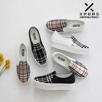 엑스퍼스 국내제작 여성 체크 통굽 슬립온 에스파 S6635808