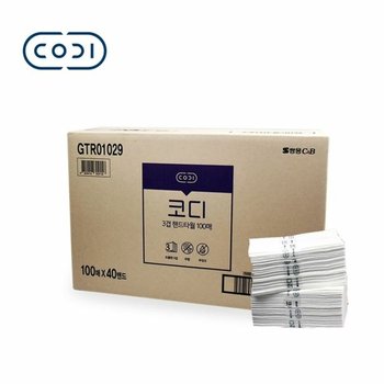 코디 3겹 핸드타월 100매 40밴드 215x215mm (WBB3594)