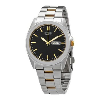 시티즌 쿼츠 블랙 다이얼 투톤 남성 시계 BF0584-56E 332568