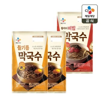CJ 시원한 동치미 비빔 막국수 484.4g x2개+고소한 들기름 막국수 356g x1개