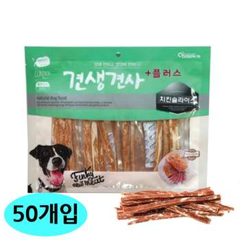 300g SE21QM50 플러스 치킨 1박스 슬라이스 50개입 간식 강아지