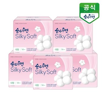 순수한면 실키소프트 생리대 대형 14P x 5팩