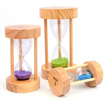 인테리어 WNM341B4 탁상 심플 원형 원목 유리 래시계5분