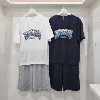 쿨링 그래픽 반팔 티 5부 트레이닝 바지 세트14570-031-419-32