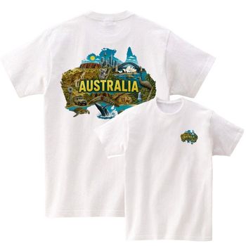 반팔티앞뒤 남녀공용 세계지도 Australia 리얼 아트 AI 이미지