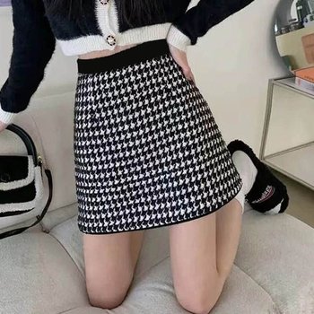 스커트 치마 하운드 체크 A라인 허리밴딩으로 편함 미니