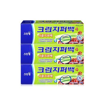 크린랩 크린 이중지퍼백 (소) 18x20cm 20매 x 3개