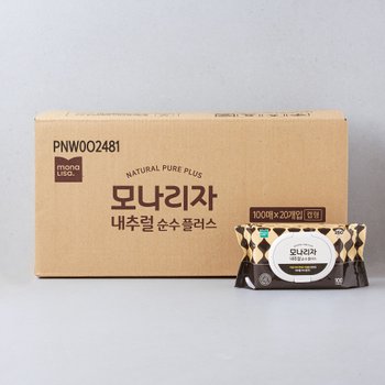 모나리자 내추럴 플러스 물티슈 100매*20팩 (캡형)