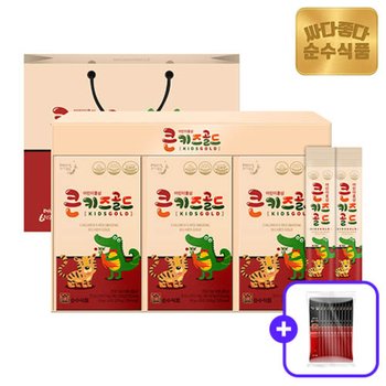 순수식품 6년근 큰키즈 골드 어린이 홍삼 진액 스틱 1박스(30포)/홍삼10포+전용쇼핑백