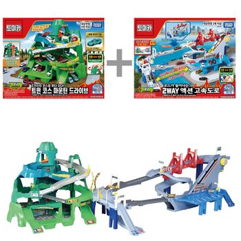 토미카 월드 2WAY 액션 고속도로 트윈코스 마운틴 드라이브 2종세트 미니카 트랙 주차장
