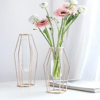 [펀타스틱]엔틱 꽃병 와이어 철제 골드 프레임 인테리어 화병