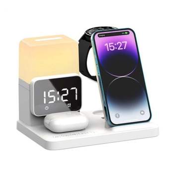 6 IN 1 USB C타입 iOS전용 무드등 시계 18고속무선 충전기 스마트폰 무선이어폰 워치 iOS핀