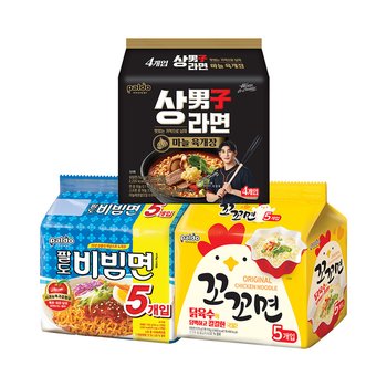 팔도 상남자라면 x1팩 + 꼬꼬면 x1팩 + 비빔면 x1팩