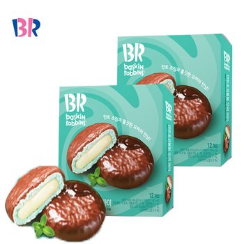 베스킨라빈스 민트 초코 봉봉 모찌파이 264g, 2개 학원 학생간식 사무실간식