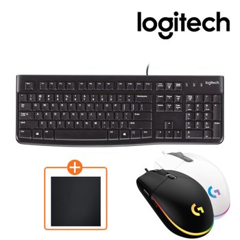로지텍 K120 NEW 유선 키보드+로지텍 G102 (정품박스) +마우스패드