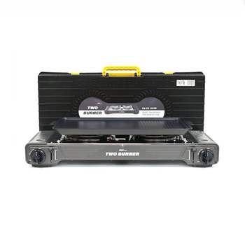 야외 캠핑용 휴대용 트윈버너 가스버너2구 전용불판포함 투버너렌지 휴대용가스렌지 캠핑버너