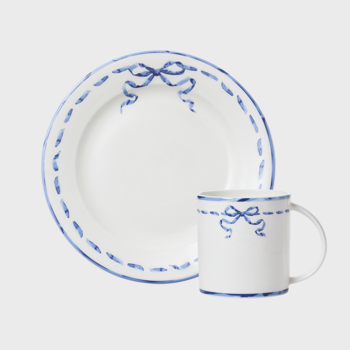 [신세계백화점]리본블루 머그&접시 1인 세트 2P (스티치)