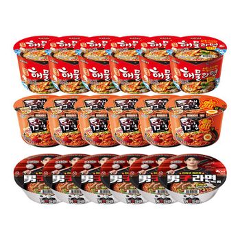 팔도 남자라면 컵라면x6개+틈새라면 매운김치x6개+해물왕컵x6개..[35564286]