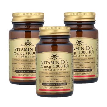 [해외] 솔가 비타민 D3 25mcg (1000IU) 딸기 바나나 맛 100츄어블 X 3통