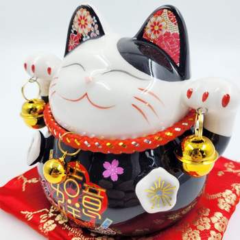 일본 도자기 마네킨네코 저금통(블랙) 복고양이 마네킨네꼬 개업선물 집들이선물