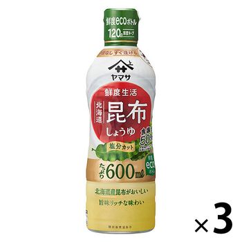 [해외] 야마사 간장 신선도 생활 홋카이도 다시마 간장 염분 9% 600ml 신선도 병 3병