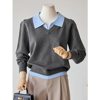 카라배색 포근니트_T2602KN029A