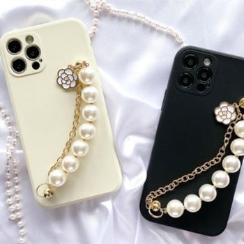 케이스 퓨대폰 커버 스트랩 더블 진주 고급 우아