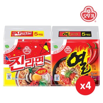 오뚜기_진라면_매운맛 (120GX5)x4팩+열라면 (120GX5)x4팩 총40봉