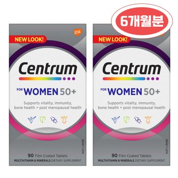 [해외] 성분좋은 호주내수 센트룸 포우먼 50세 이상 세트 여성 실버 종합비타민 90정 X 2개(6개월분)