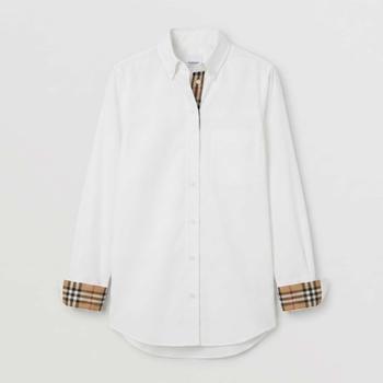 버버리 LAPWING 체크 포인트 여성 코튼 셔츠 화이트 80678131