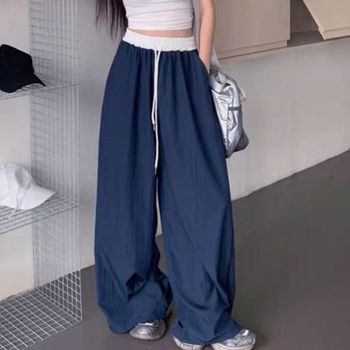 LMO 트렌디 내추럴룩걸 데일리 와이드핏 스트랩 시그니처 바지