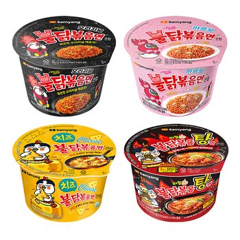 컵라면 4종세트 삼양 불닭볶음면4+까르보4+치즈4+불닭볶음탕4 16개