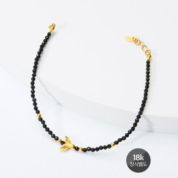 24K 순금 컷팅 돌고래 꼬리 에메랄드 가넷 루비 진주 원석 행운 여성 여자 팔찌 1.875g