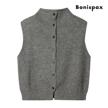 버튼 포인트 모크넥 니트 베스트 (XP9VT001M0)